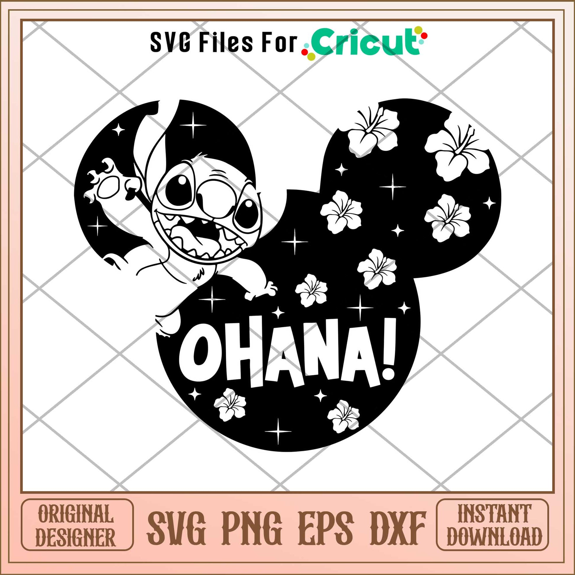 Stitch ohaha mickey head black svg, Disney characters svg, digital dowload