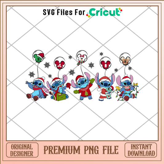 Stitch on christmas png, stitch santa hat png, christmas png