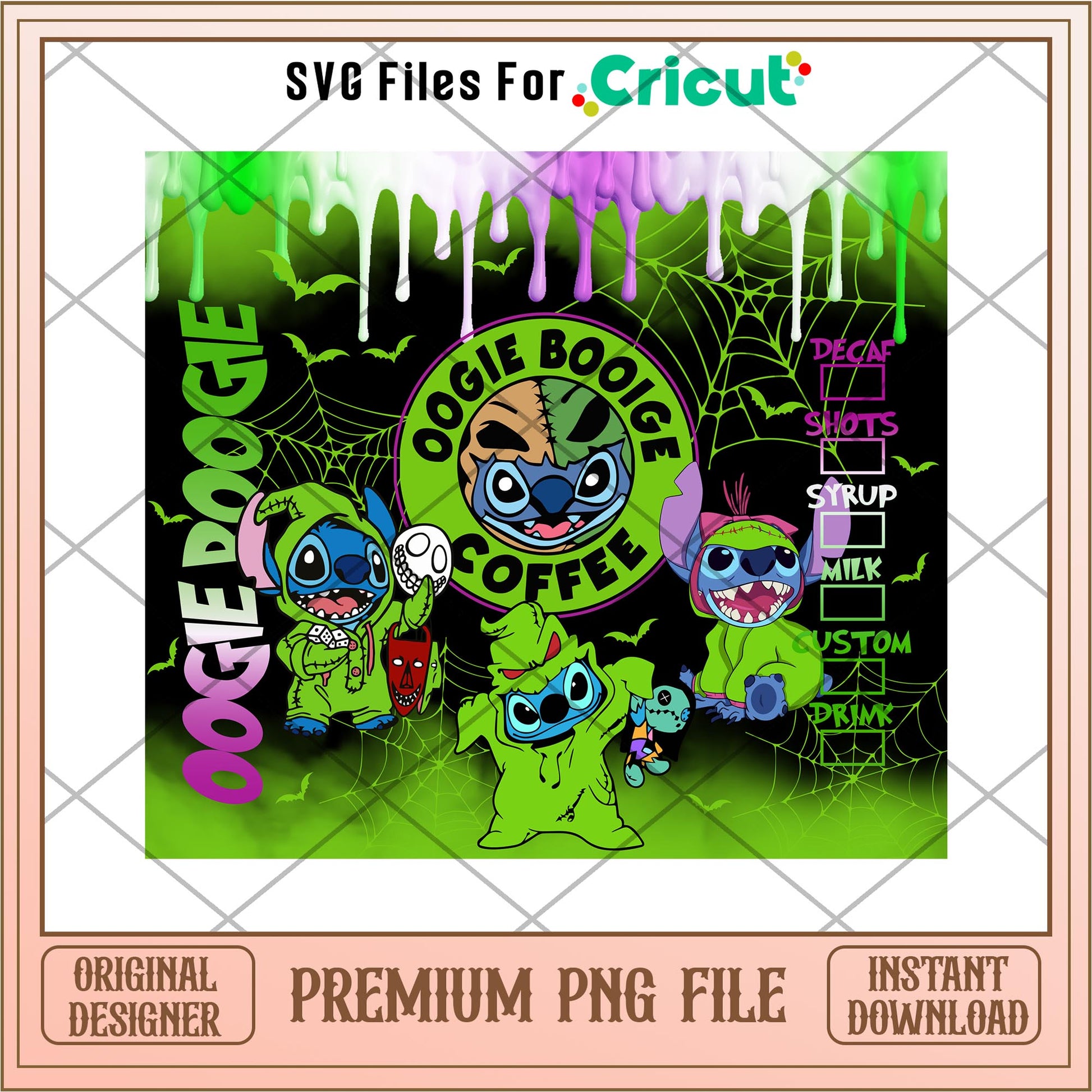 Stitch oogie booige Coffee png,  Nightmare before christmas png, digital download