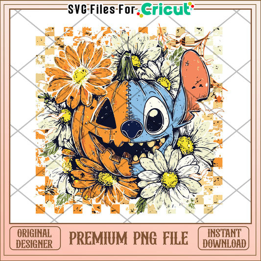 Stitch pumpkin head png, halloween costumes png, spooky halloween png