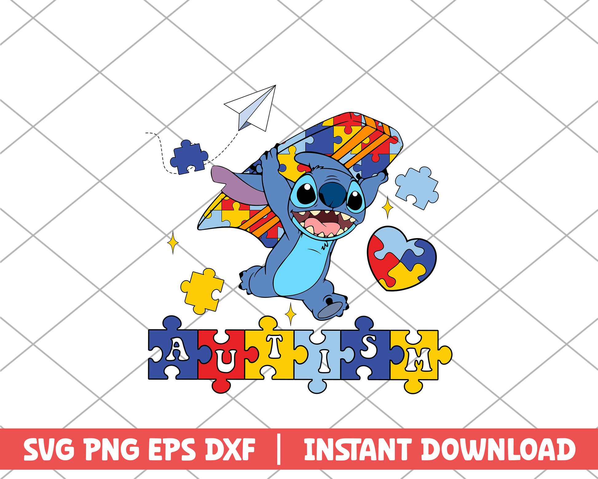 Stitch puzle autism svg