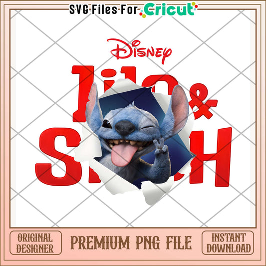 Stitch show his tounge png, disney character png, cute lilo and stitch png