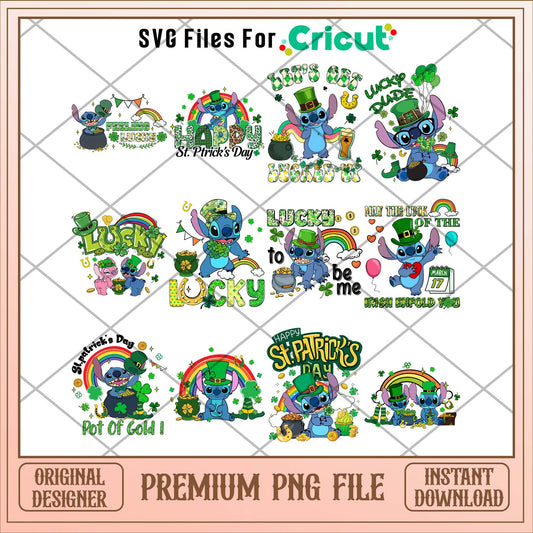 Disney Stitch St. Patrick's day png bundle 