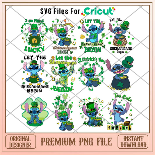 Disney Stitch Lucky St. Patrick's day png bundle