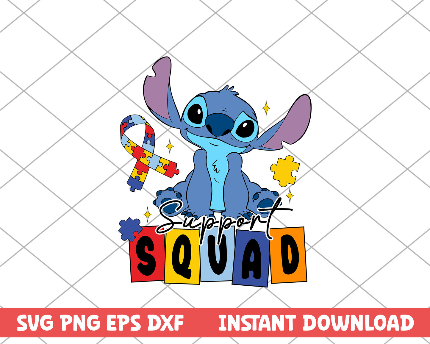 Stitch support squad autism svg 