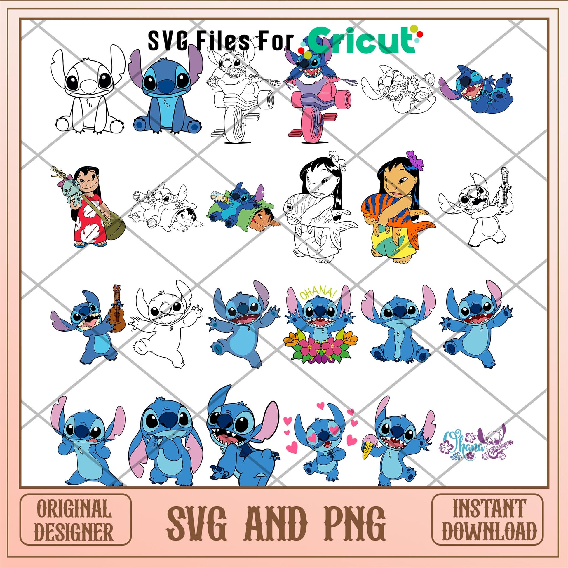 Stitch Disney cartoon character svg bundle ver 2