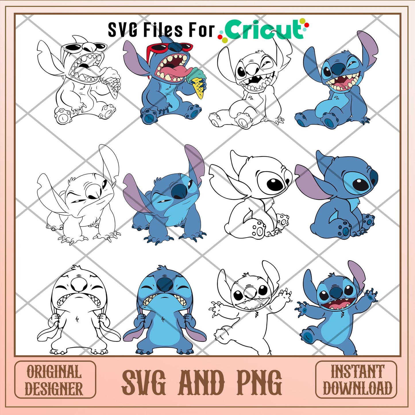 Stitch Disney cartoon character svg bundle ver 5