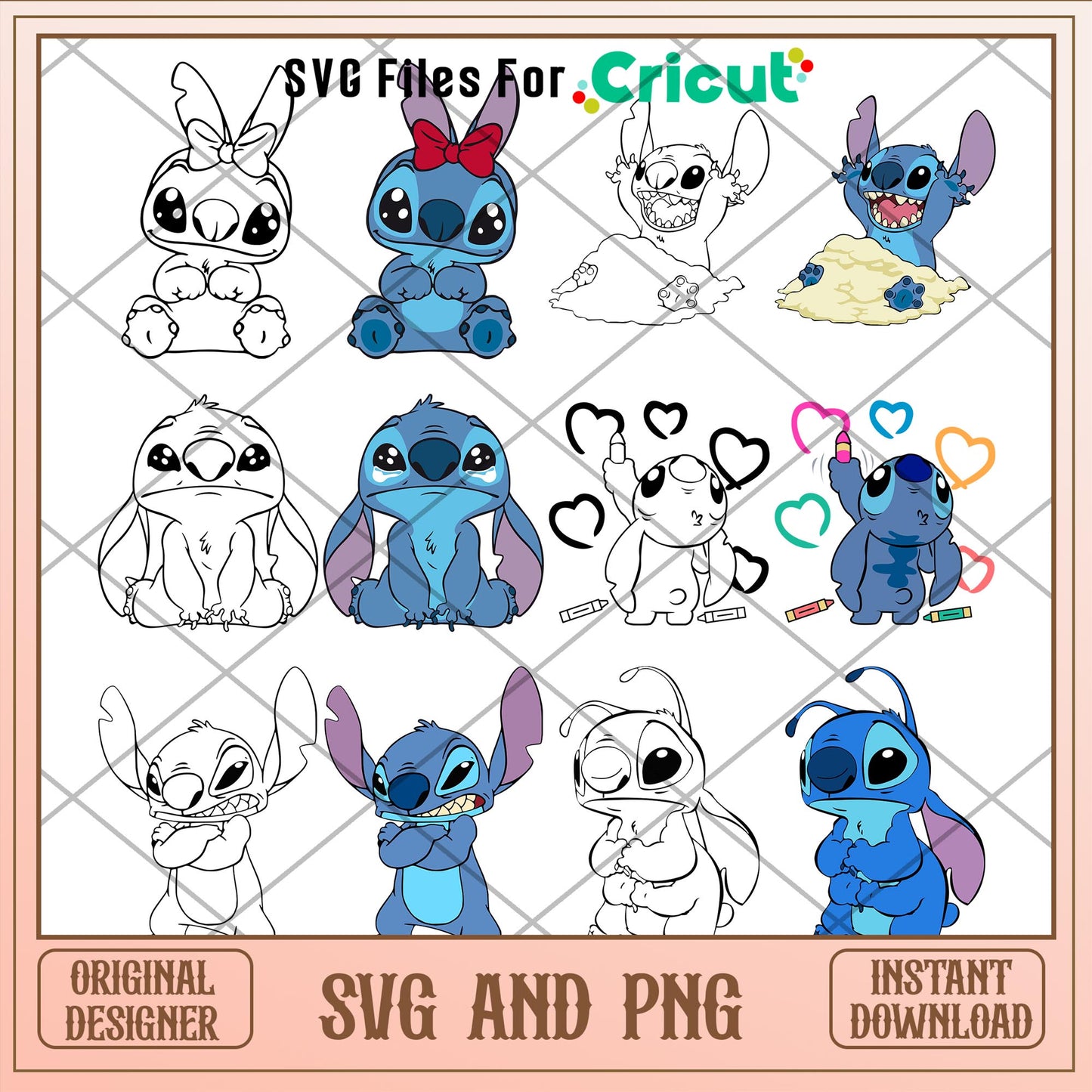 Stitch Disney cartoon character svg bundle ver 6