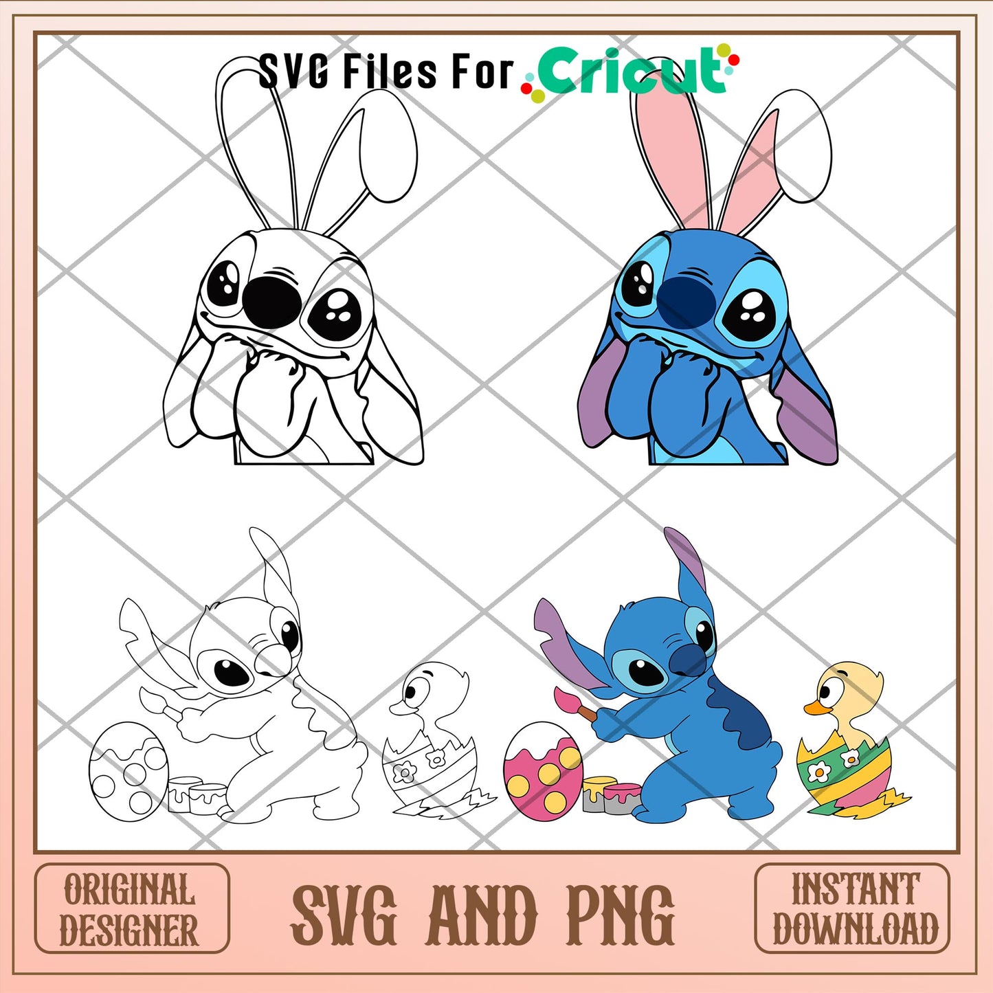 Easter Stitch Disney cartoon character svg bundle ver 2