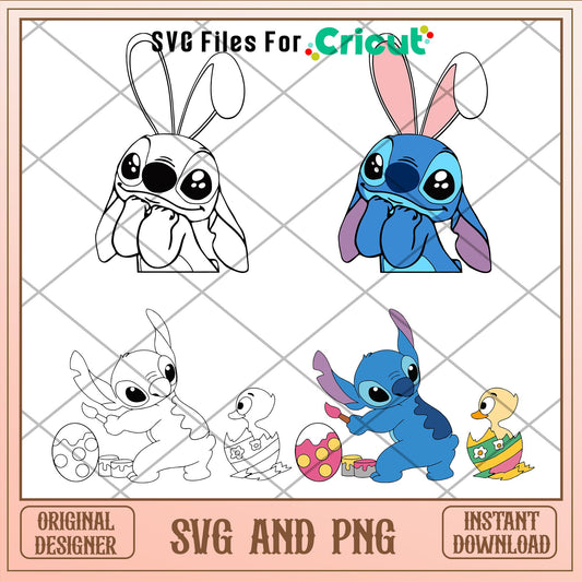 Easter Stitch Disney cartoon character svg bundle ver 2