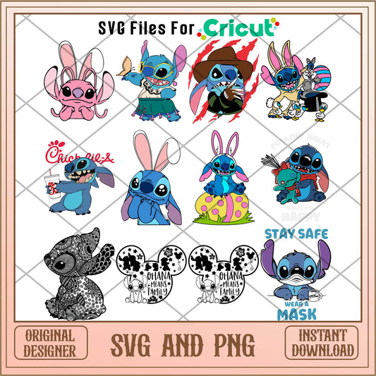 Disney Stitch cosplay horror svg bundle