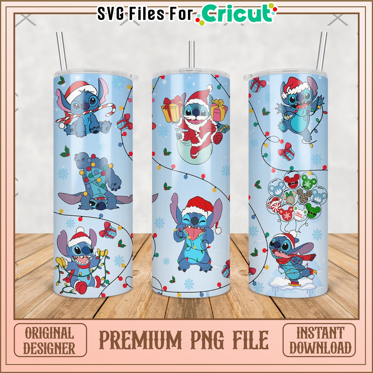Stitch tumbler design png, christmas stitch png, cute stitch png