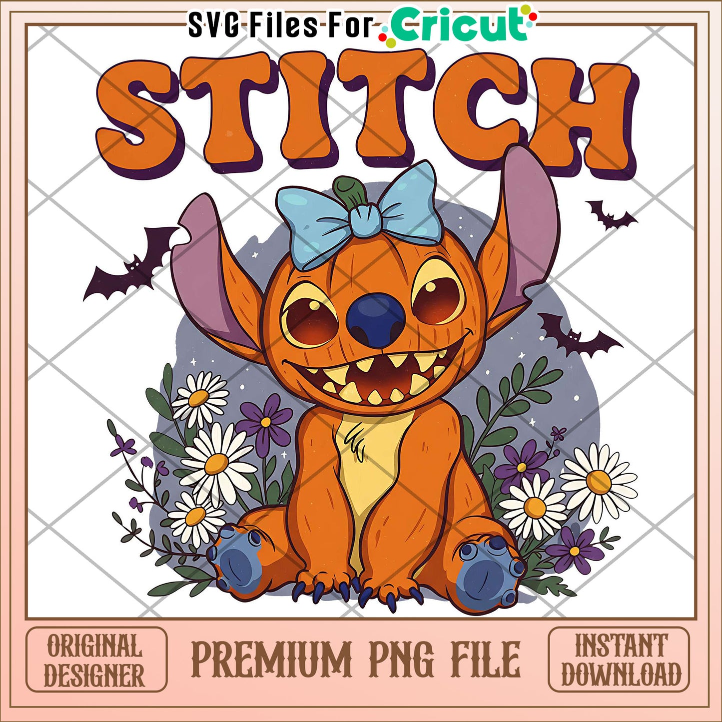Stitich halloween pumpkin png, spooky halloween png, halloween season png