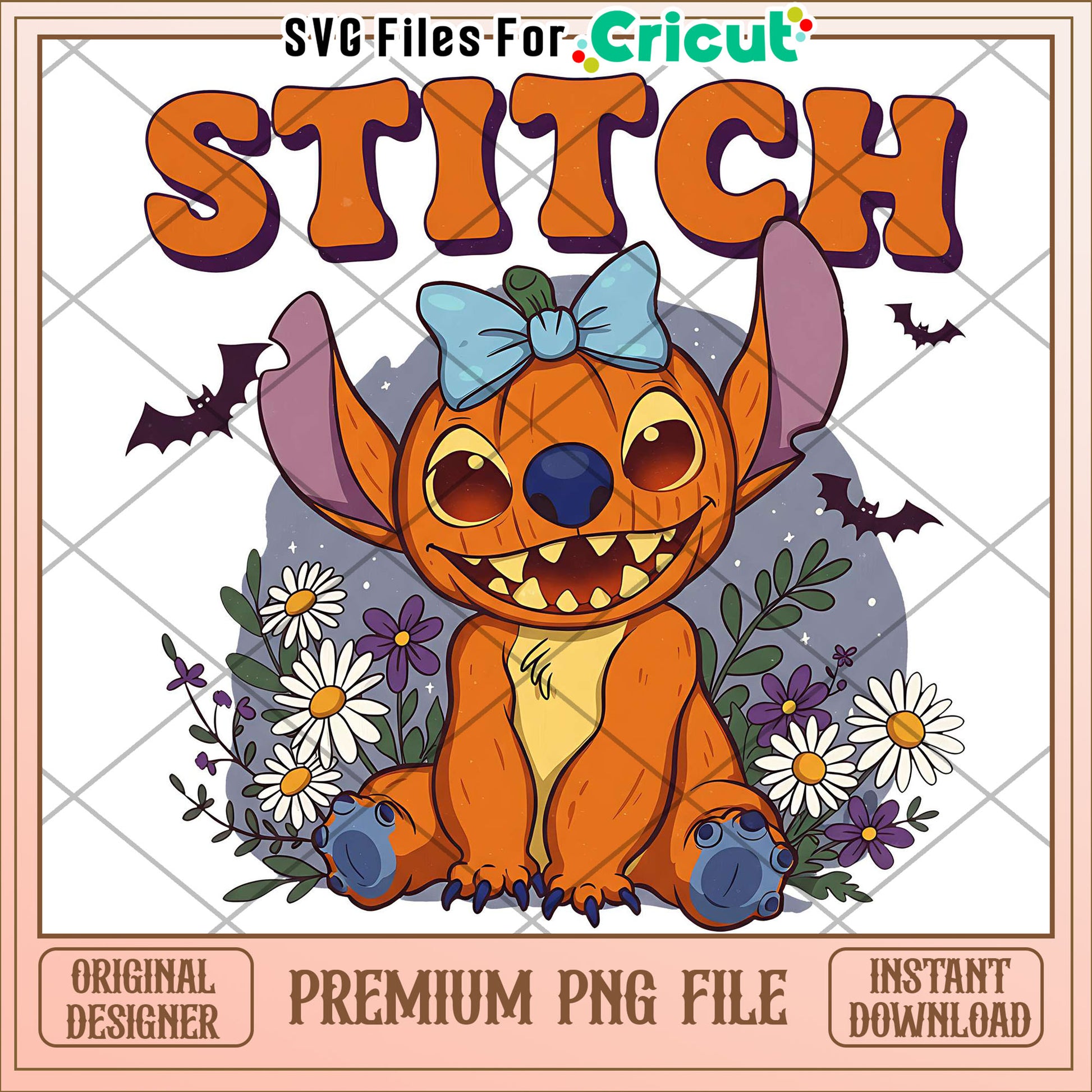 Stitich halloween pumpkin png, spooky halloween png, halloween season png