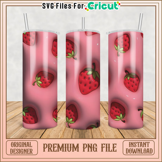 Strawberry Print Tumbler PNG File for Cricut Projects Download