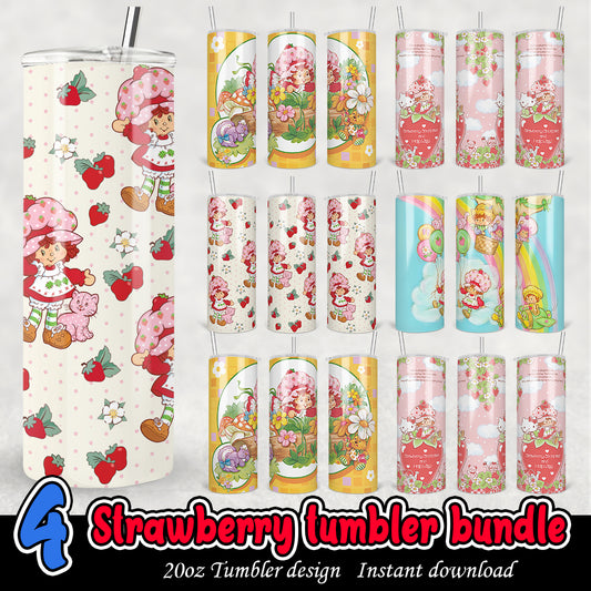Strawberry 20oz Skinny Tumbler bundle, Strawberry girl 20oz tumbler bundle