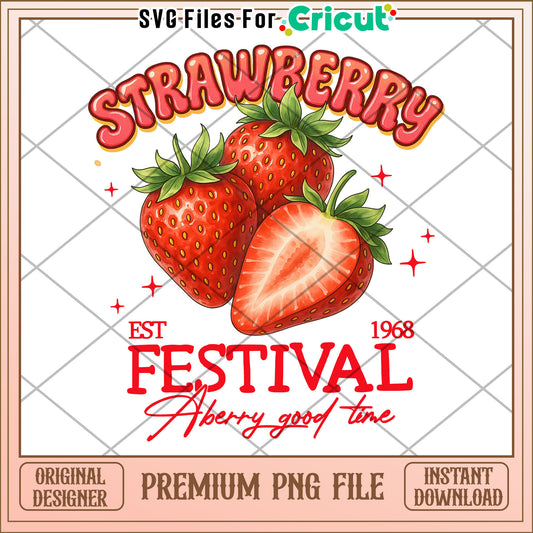 Strawberry festival png, berry sweet event design png, summer fruit png