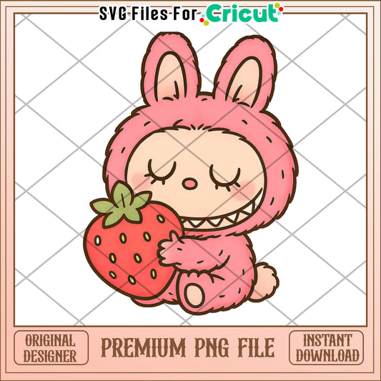 Strawberry labubu png, labubu clothes​ png, labubu price​ png