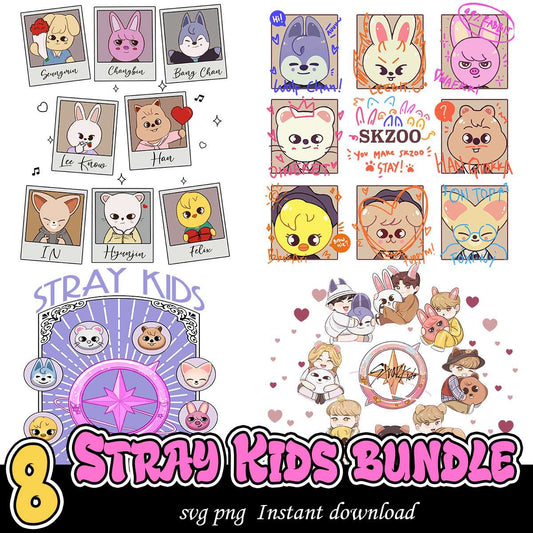 Stray kids bundle svg, Stray kids art card bundle