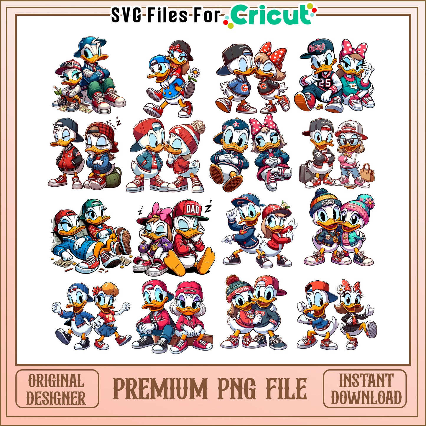 Street style donald daisy duck bundle png, donald duck daisy​ png