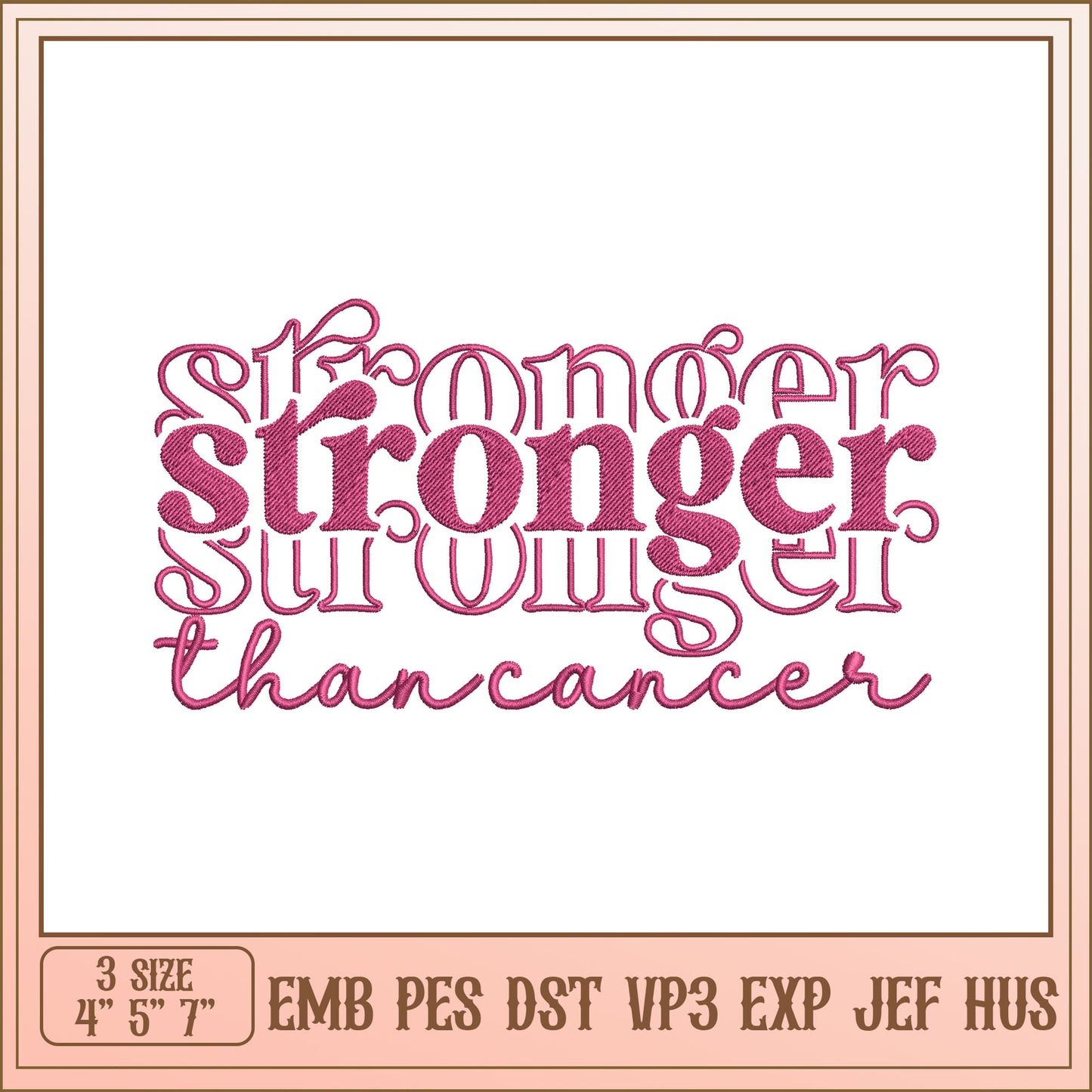 Stronger Than Cancer Embroidery Design