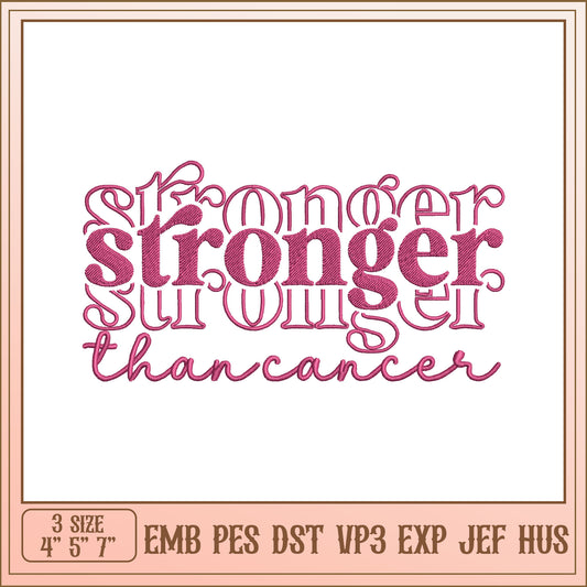 Stronger Than Cancer Embroidery Design