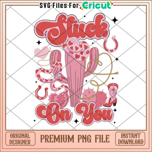 Stuck On You Cactus Valentines PNG