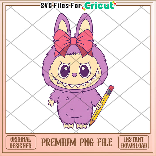 Student labubu png, cute labubu png, labubu popmart png