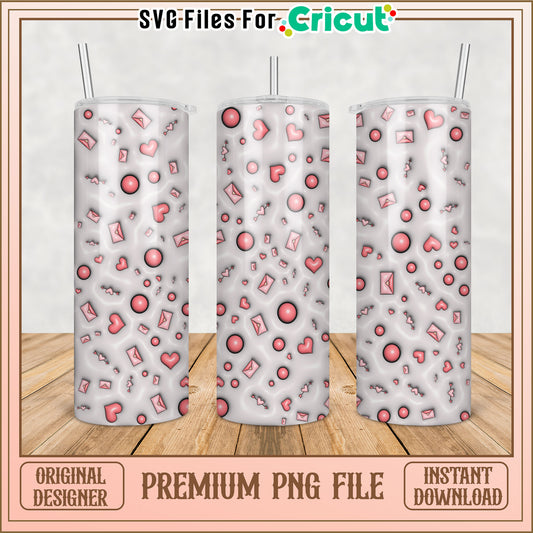 Stunning Heart Pattern Tumbler Design PNG for Cricut Projects