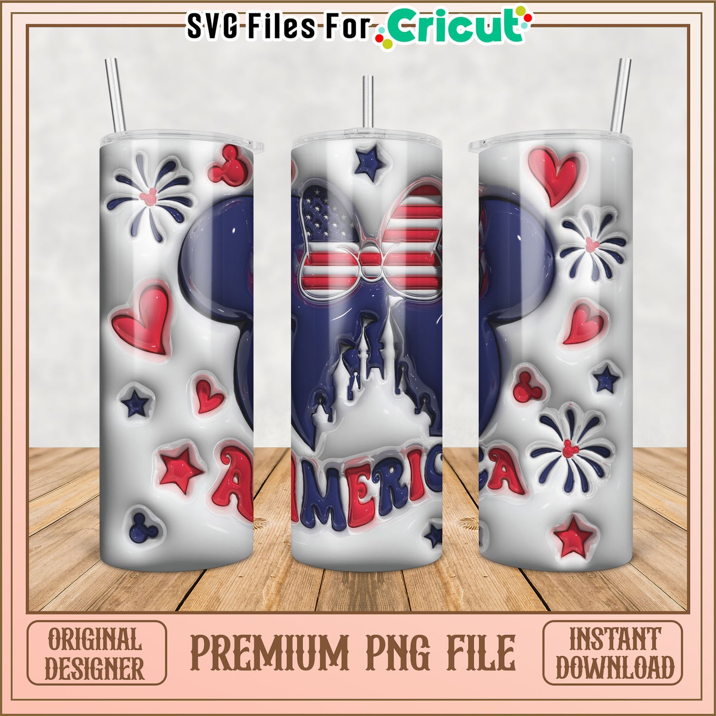 Stylish America Themed Tumbler PNG for Cricut Crafting Download