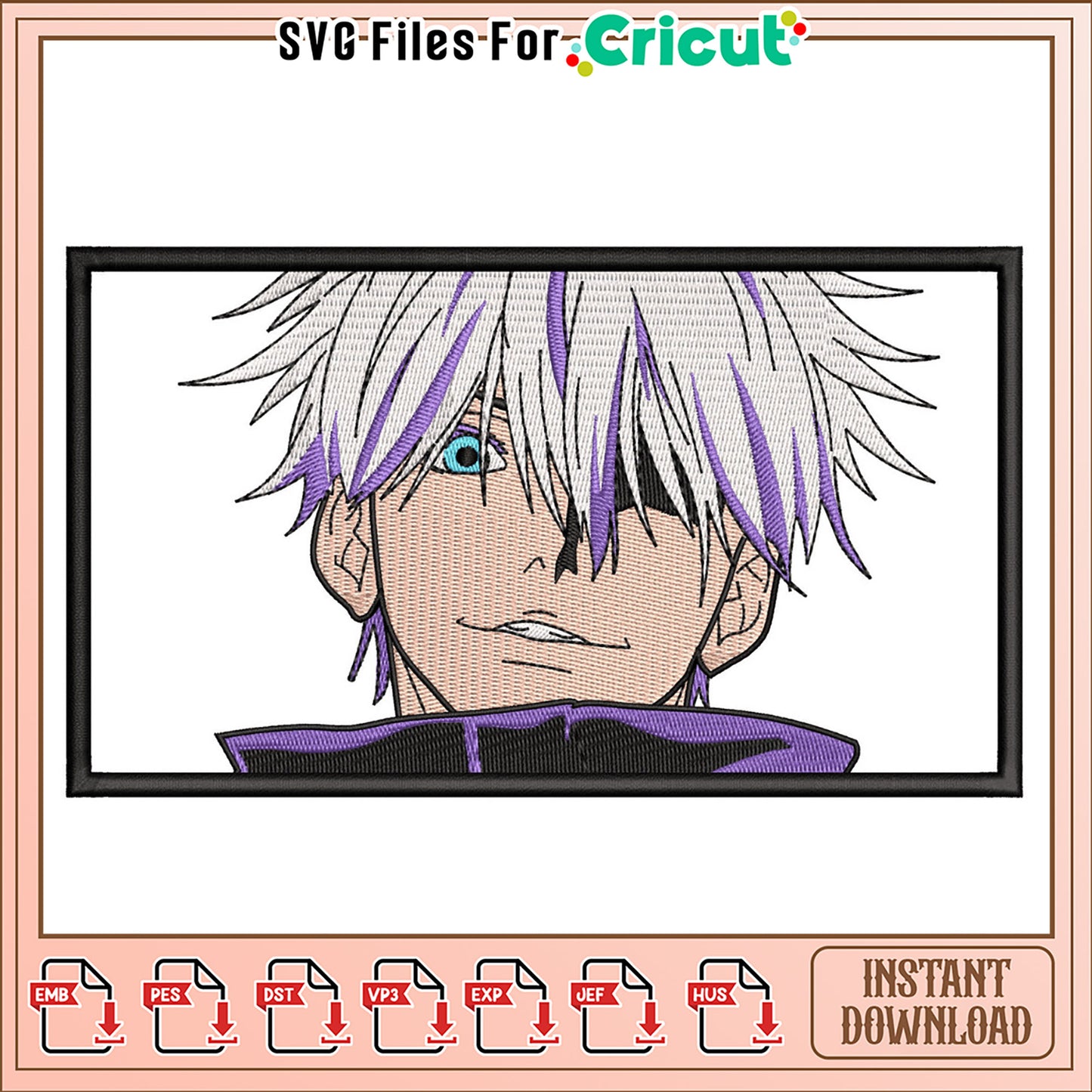 Stylish Anime Character Embroidery Design Downloadable File