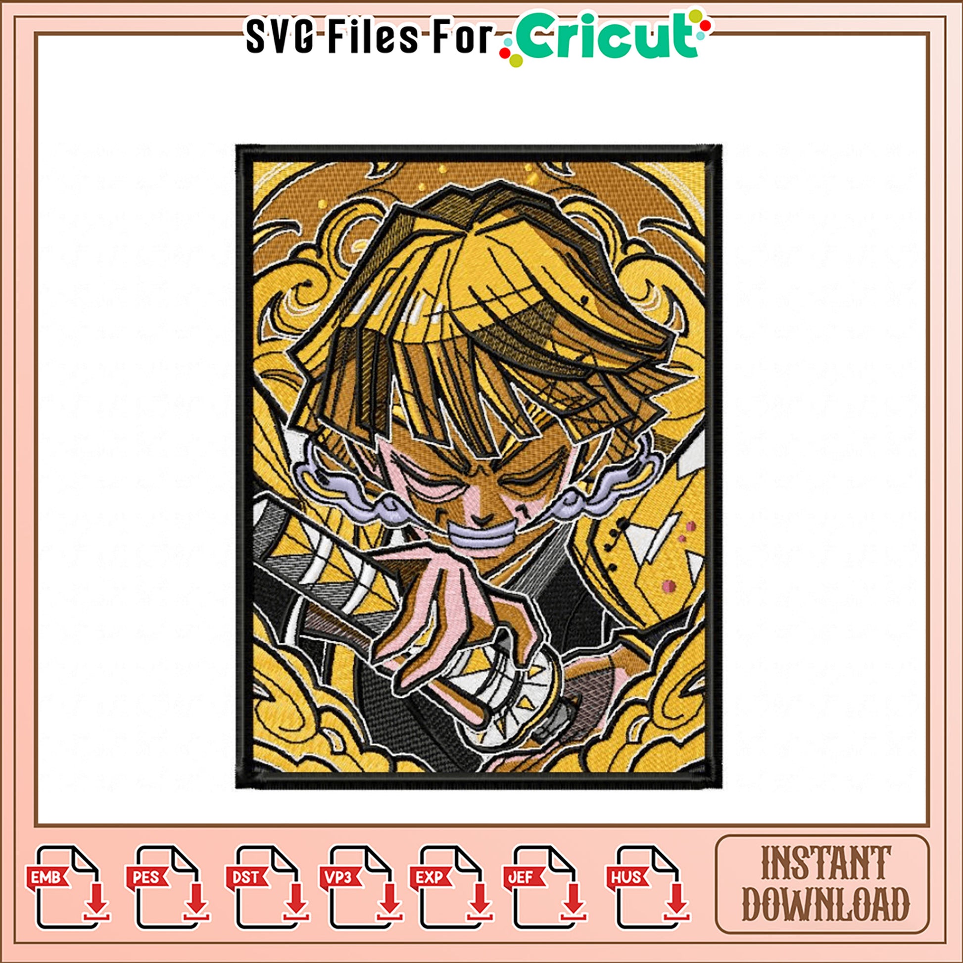 Stylish Anime Character Embroidery Design for Instant Download