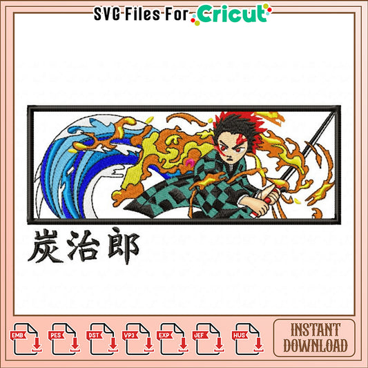 Stylish Anime Embroidery Design for Instant Download
