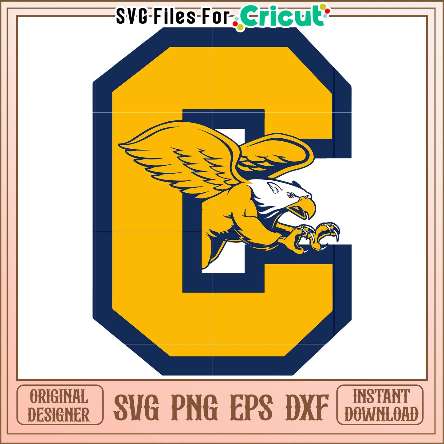Stylish C Letter Crest with Eagle Design, Perfect for Cricut Projects