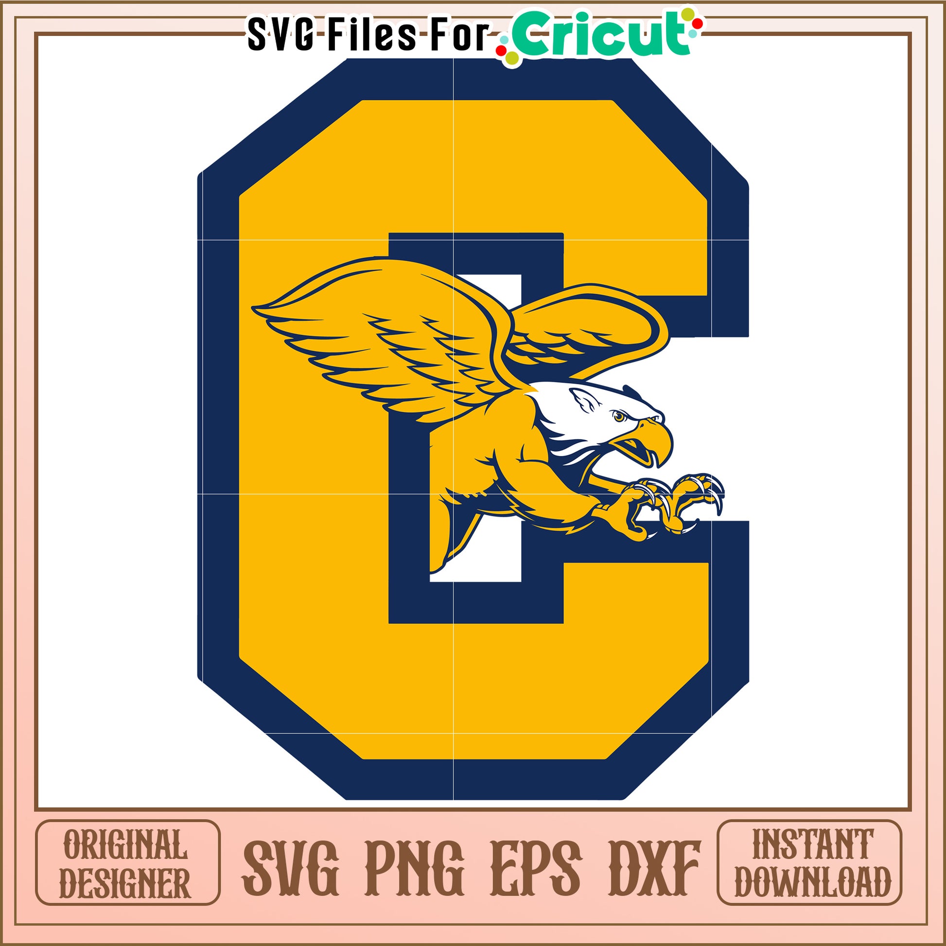 Stylish C Letter Crest with Eagle Design, Perfect for Cricut Projects