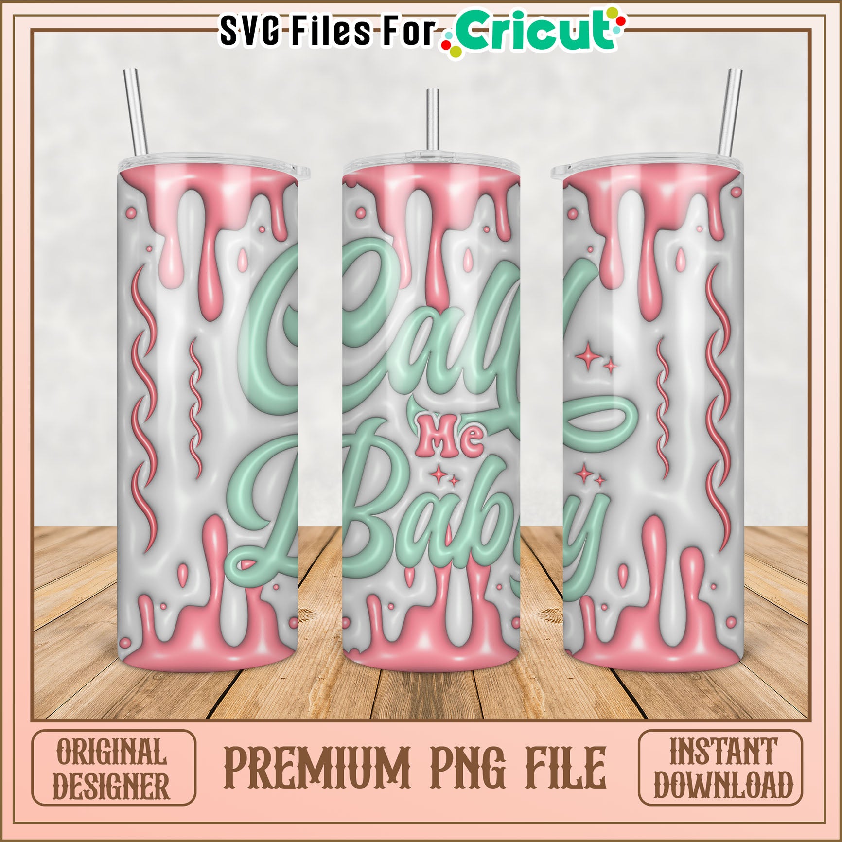 Stylish Call Me Baby Tumbler PNG Design for Creative Projects