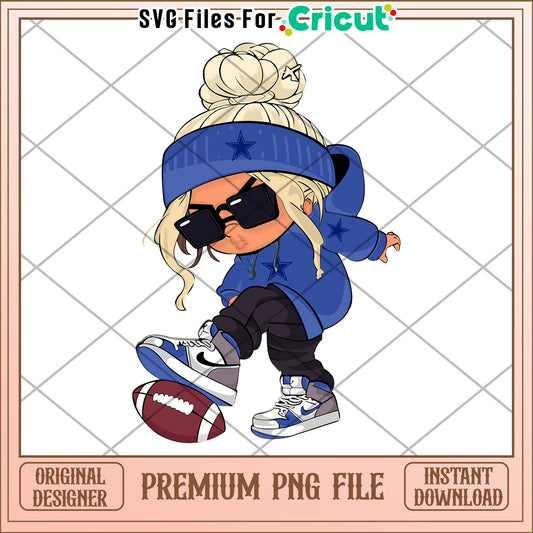 Stylish Cartoon Girl Playing Football, Premium PNG File Download