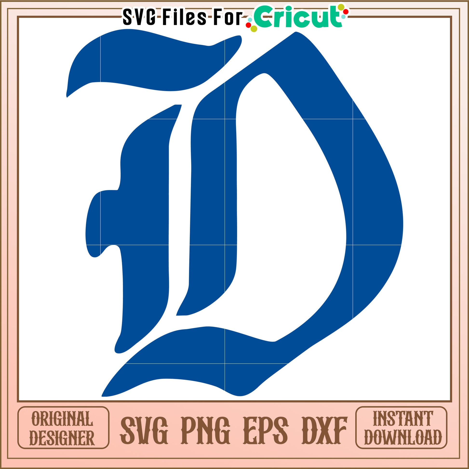 Stylish D Monogram SVG File for Cricut Projects, Instant Download Available