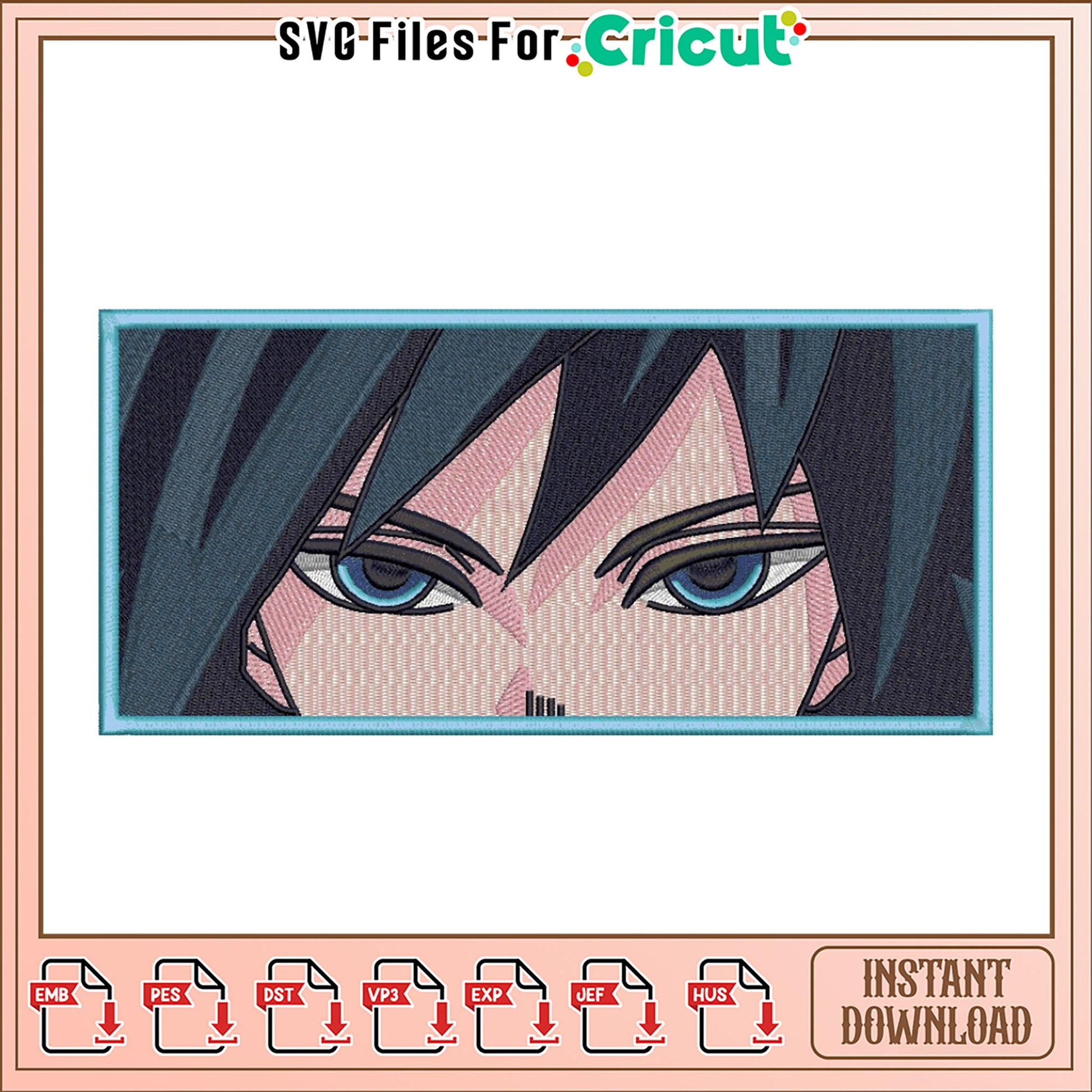 Stylish Embroidery Design of Anime Character Eyes
