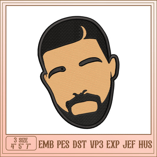 Stylish Embroidery Design of a Male Face in Three Sizes