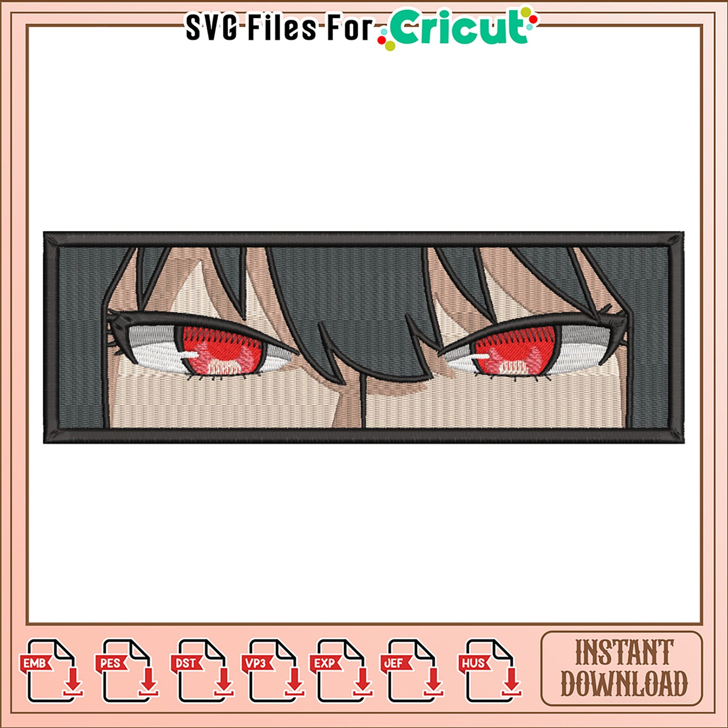 Stylish Embroidery Design with Striking Red Eyes