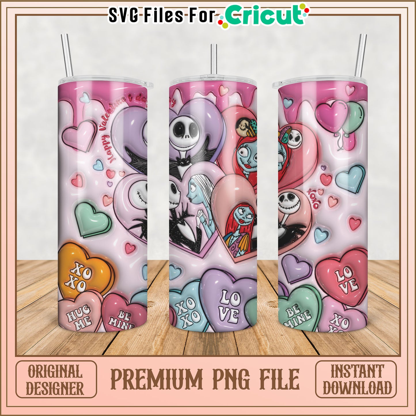 Stylish Heart Design Tumbler PNG for Cricut Craft Projects