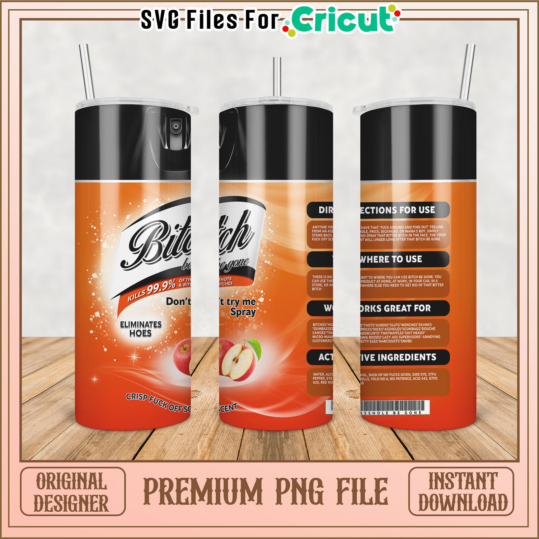 Stylish PNG Tumbler Design Instant Download for Cricut Projects