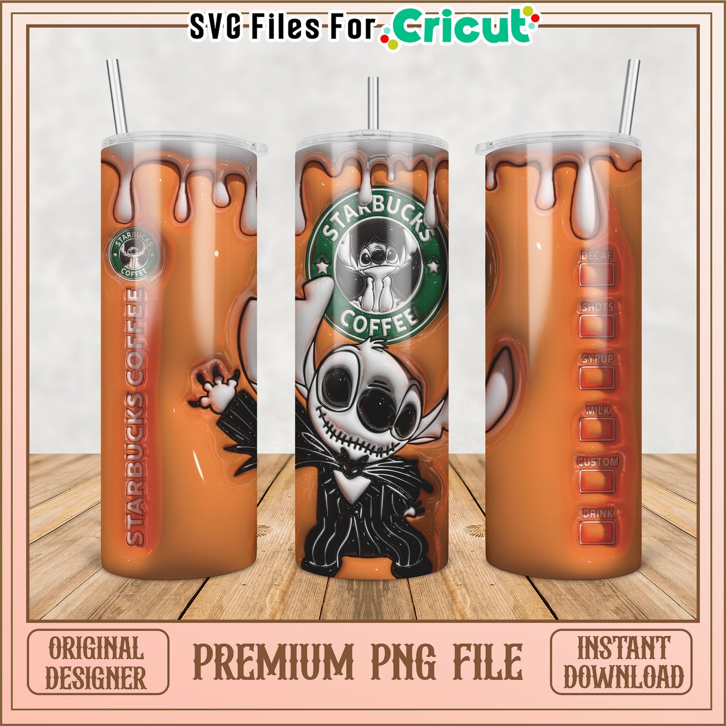 Stylish Pumpkin Coffee Tumbler PNG File for Cricut Projects