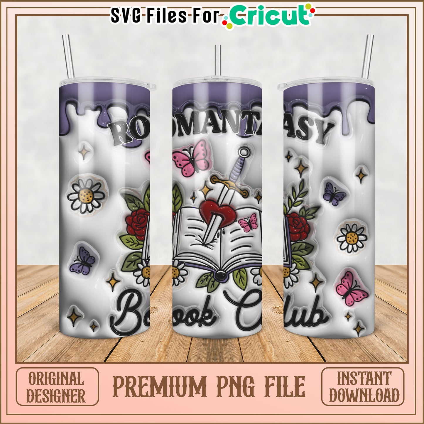 Stylish Tumbler Design for Book Club Lovers in PNG Format