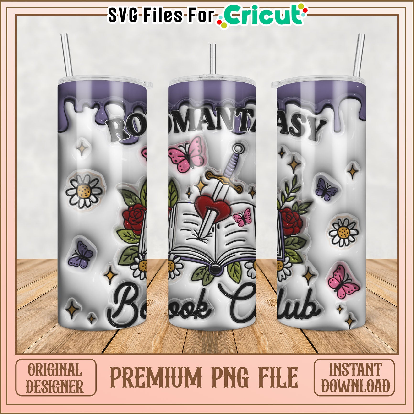 Stylish Tumbler Design for Book Club Lovers in PNG Format