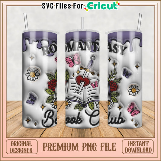 Stylish Tumbler Design for Book Club Lovers in PNG Format