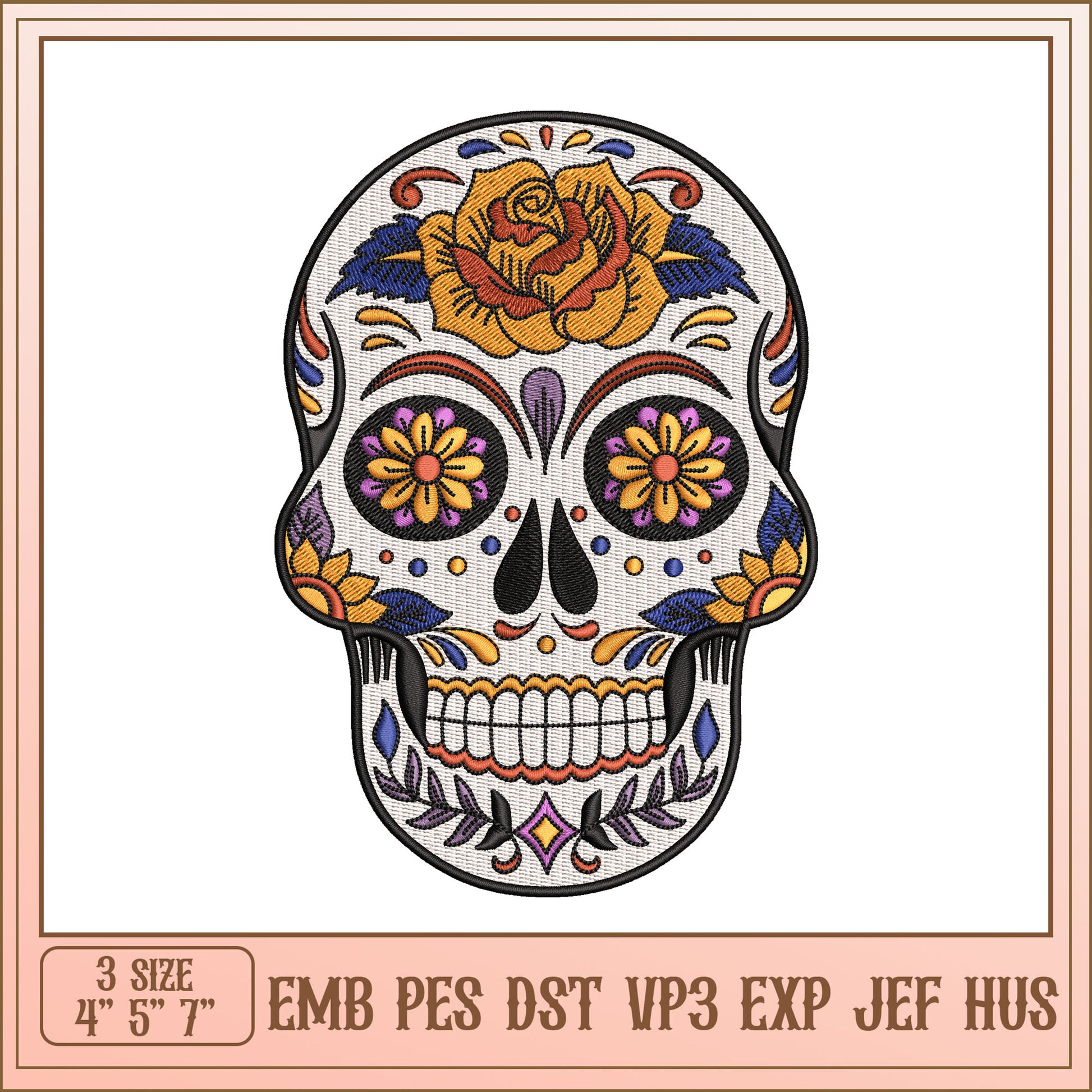 Sugar Skull Embroidery Design