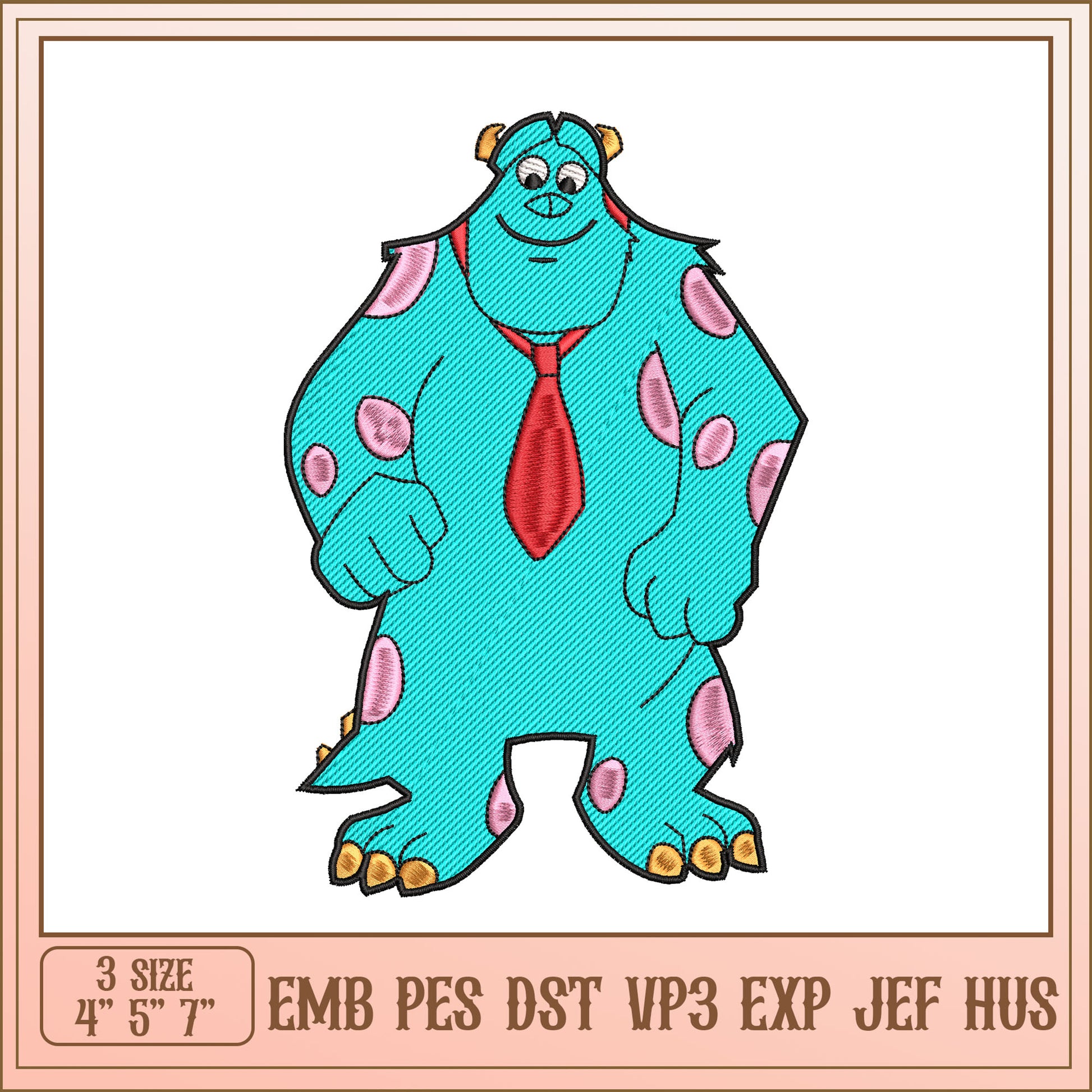 Sulley Embroidery Design 3 Sizes