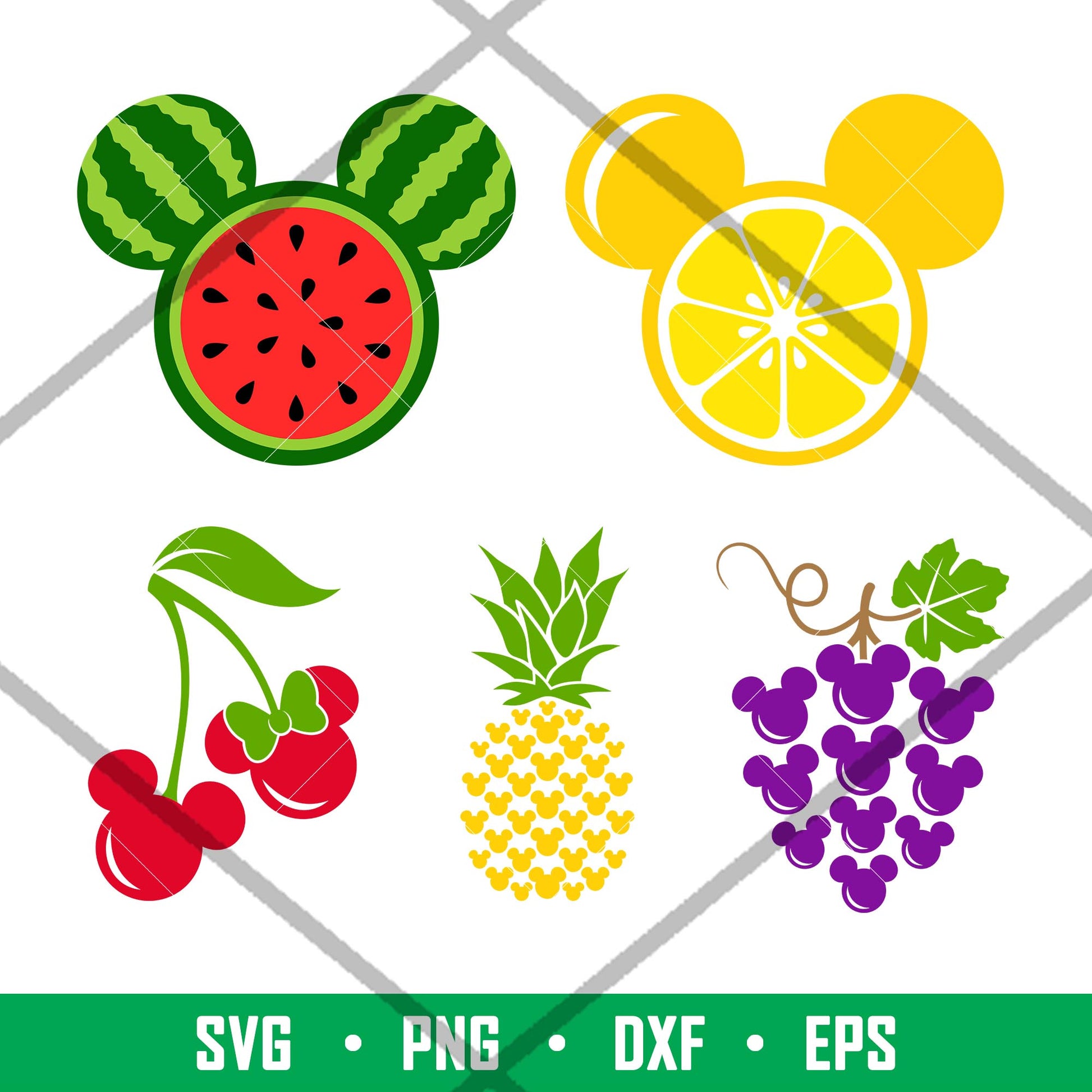 Summer Fruit Ears Bundle, Summer Mickey Fruits Bundle Svg